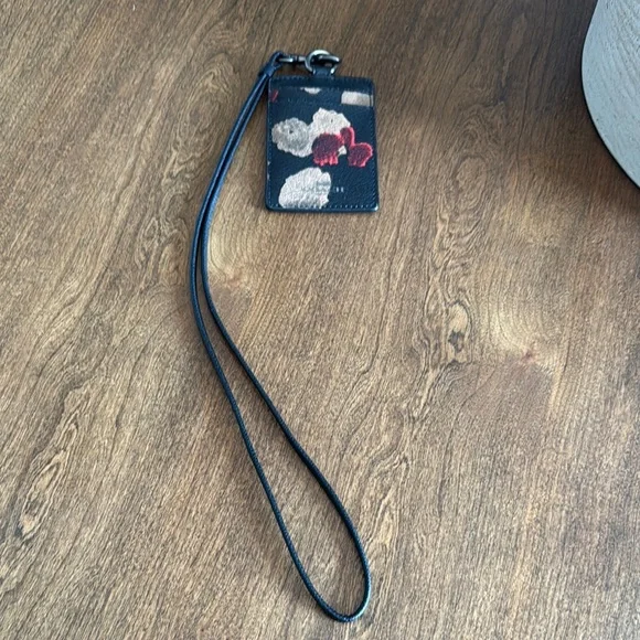 Coach Black ID Holder with Floral Design - Picture 2 of 4